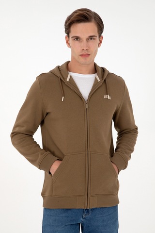 U.S. Polo Assn. Erkek Haki Şardonlu Örme Hırka 50293146-VR027