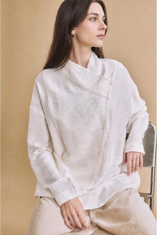 Defacto Relax Fıt Kruvaze Yaka Uzun Kollu Beyaz Tunik H5535ax26hswt46 Beyaz-wt46