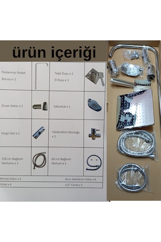 Faumix Ckhawai01 Krom Yağmurlama Tepe Duş Seti Krom