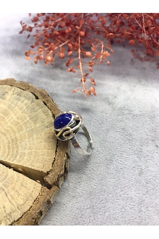 Lapis Lazuli Taşlı Gümüş Yüzük 925 Ayar Doğal Taş Ayarlı Yüzük