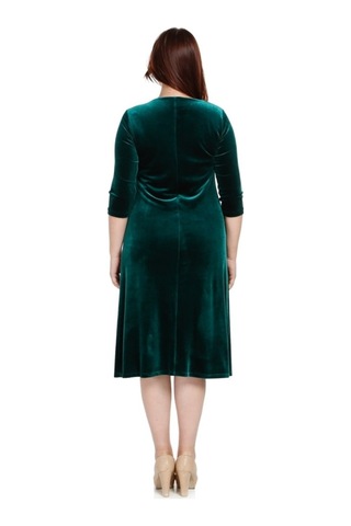 Nidya Moda Büyük Beden Kombinli Elbise-4073Y Yeşil