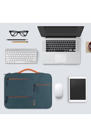 Reedark 15 İnç İş Portföyü Su Geçirmez Polyester Dizüstü Bilgisayar Çantası Lacivert Pu Kollü Taşınım Kolaylığı Lacivert