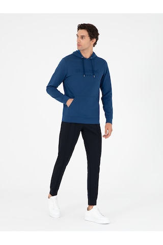 Cacharel Lacivert Slim Fit Paçası Lastikli Nervürlü Eşofman Altı