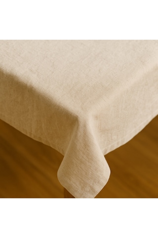 Doğal Ham Bez Kare Balkon Masa Örtüsü 90x90 Cm Minimal Yıkanabilir 2 Kişilik Bej