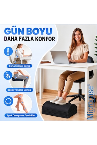 Microcase 3 Katmanlı Ayarlanabilir Çok Amaçlı Kaydırmaz Taban Ayak Koyma Pedi Ofis Ev Seyehat Ayak Bacak Koyma Dinlendirme Pedi Al7015