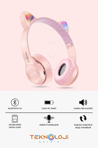 Teknoloji Gelsin P47M Bluetooth 5.4 Kedi Kulaklık