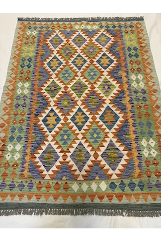 El Dokuma Afgan Kilim 100% Yün Harıka Desenlı Kök Boya Yeni Model Çok Renkli
