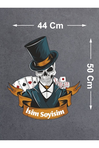 Kişiye Özel Kumarbaz Kurukafa Sticker - İskanbil Poker Kumar Sticker - Araba Oto Motosiklet Karavan Cam Sticker - 00092 50x44 Cm
