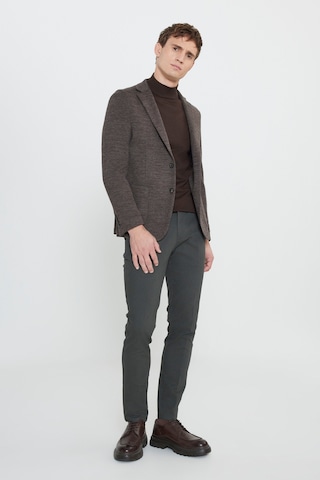 Ac&Co / Altınyıldız Classics Erkek Khv Slim Fit Dar Kesim Mono Yaka Yünlü Armürlü Torba Cepli Blazer Ceket Khv Kahverengi