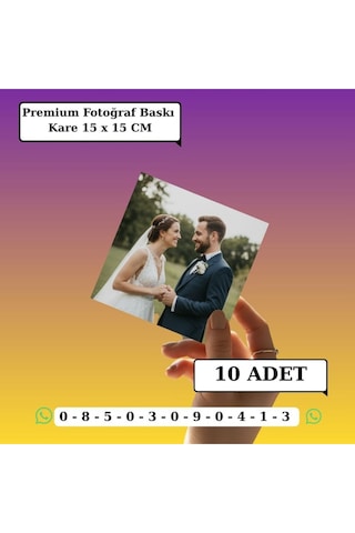 Kişiye Özel Premium Fotoğraf Baskı 10 Adet Kare 15x15 Cm