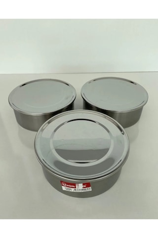 Mobilreyon Sefer Tası 3'lü Krom Çelik Sefertası 1 Kişilik 13-5cm