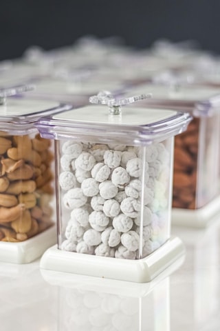 Akrilik Beyaz 12 Li Baharat Kavanozu & Baharatlık & Baharatlık Seti 200 ML ( CAM DEĞİLDİR) Beyaz