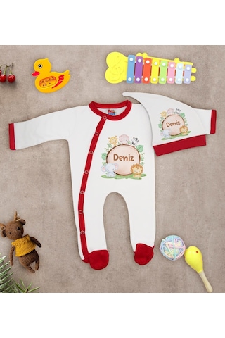 Bk Kids Kişiye Özel Bebek Kıyafeti, Bebek Giyim Hediyesi, Tulum Zıbın Ve Kukuletalı Şapka Seti-11 Çok Renkli