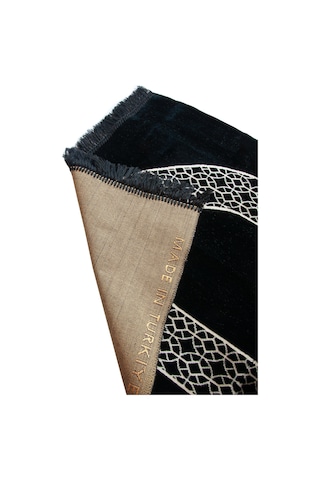 Mihrap Motifli Kadife Seccade Siyah Siyah