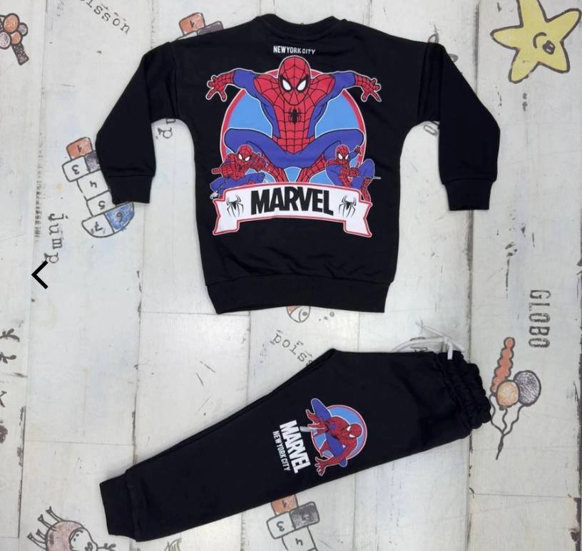 Cg Kids Spiderman Örümcek Adam 3 Iplik Erkek Çocuk Alt Üst Takım Siyah