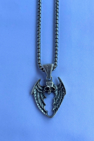 Yarasalı El İşçiliği Paslanmaz Çelik Zincir Erkek Kolye Gümüş