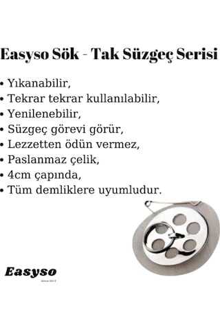 Tayem 12'li Sök Tak Demlik Içi Çay Süzgeci Çaydanlık İçi Süzgeç, Standart Diğer