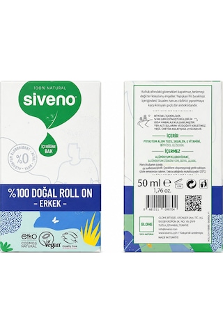 Siveno Doğal Roll-On Erkek 6 x 50 ML
