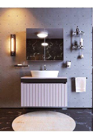 Mina Banyo Dolabı Takımı 75 Cm Özel Seri Gri