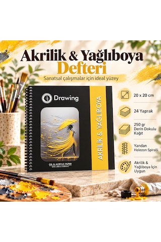 Akrilik Ve Yağlı Boya Sanat Defteri 20x20 Cm 24 Yaprak 250 Gr Dokulu