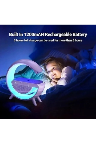Kablosuz Telefon Şarj Bluetooth Hoparlör Istasyonu Ses Rgb Atmosfer Gece Işık Bt-2301 5047