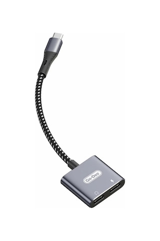 Go Des Gd-uc161 2in1 Type-c To 3.5mm Hi-fi Aux Çevirici Ses Adaptörü Gri