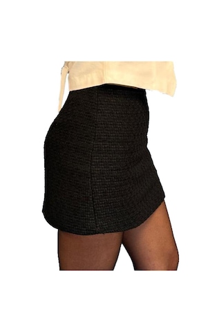 Soultextile Kadın Siyah Mini Etek Siyah