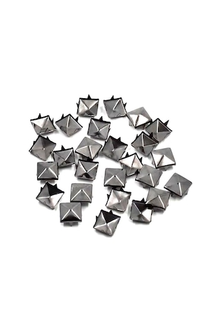 Süs Tırnaklı Platin Çakma Kare Piramit 7 Mm 20 Adet Metal Trok