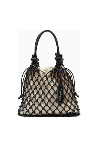 3.1 Phillip Lim Mini Macramé Çanta Siyah Pamuk Karışımı, Bez Iç Kılıf Ve Deri Detaylı El Çantası
