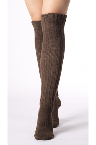 Socks Slouch Kadın Tozluk Dizüstü Dizaltı Kışlık Yünlü Kalın Yumuşak Çizme Bot Çorap Kahverengi