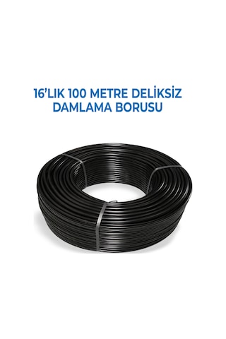 16 'lık 400 Metre Deliksiz Damlama Hortumu Basınca Dayanıklı Bahçe Sulama Damlama Delici Hediyeli