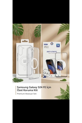 Samsung S24 Fe Magsafe Kılıf Ve Tam Kaplayan Ekran Koruyucu Beyaz