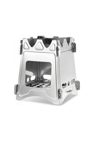 Tongxida Aomiun Ws009s Çelik Kapaklı Küçük Boy Katlanabilir Odun Ocağı, 20x20 Saklama Çantası İçeren Paket Gümüş Gümüş