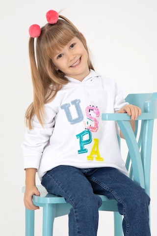 U.S. Polo Assn. Kız Çocuk Beyaz Kapüşonlu Sweatshirt 50298119-VR013