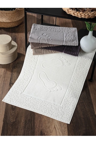 2'li Set %100 Pamuk Ayak İzli Havlu Takımı -yüksek Su Emici Bej