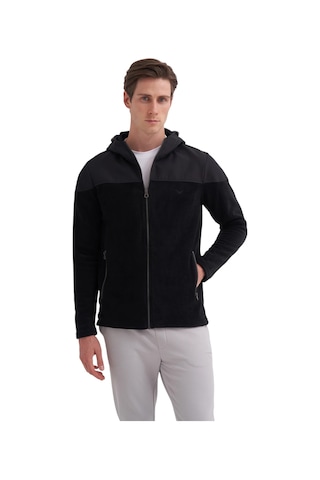 Cazador Erkek Kapüşonlu Polar Kumaş Basic Regular Fit Sweat Hırka-56390 Siyah