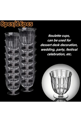 Willowhaven 8 Parça Elmas Desenli Şık Uzun Bardak - Pasta, Dondurma, Çay İçin Dayanıklı