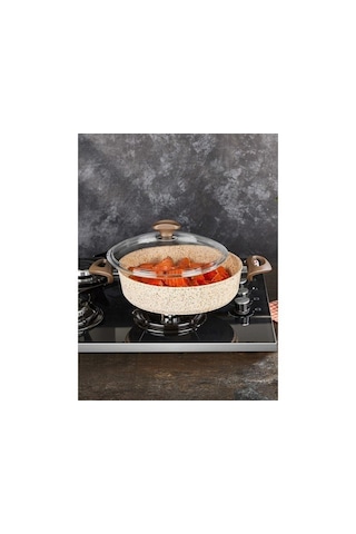 Falez Creamy Granit 28 Cm Karnıyarık Tenceresi - Cre 3009 Krem
