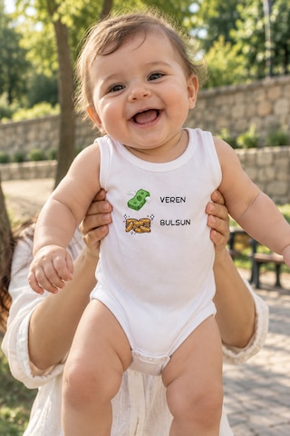 Babysena Para Veren Altın Bulsun Hediyelik Kız & Erkek Bebek Body / Zıbın Beyaz