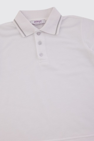 Panço Erkek Çocuk Yakalı T-shirt Beyaz