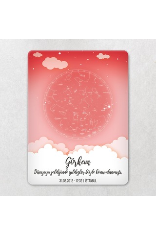 Decorita Decorıta | Yeni Doğan Hediyelik Gökyüzü Haritası - Cam Tablo