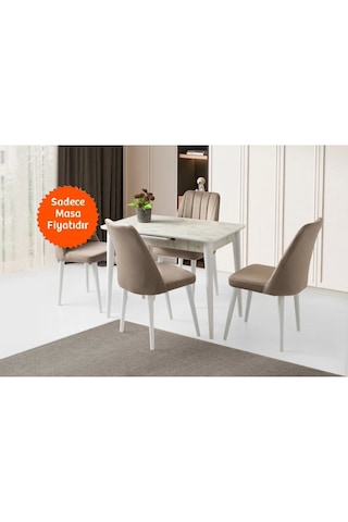 Marmo Ortadan Açılır Parlak Ahşap Yemek Masa Mermer Desen 60x100