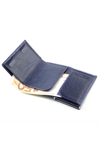 Ancora Leather Hakiki Deri Croco Mekanizmalı Erkek Cüzdanlacivert Lacivert