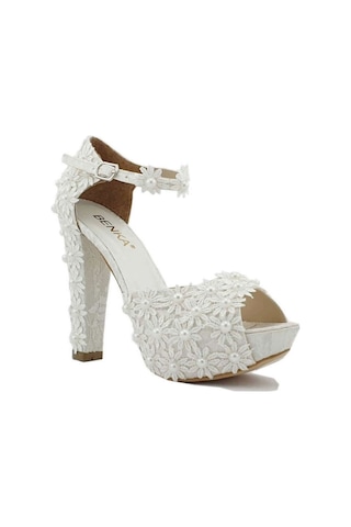 Ilgipark Çiçekli Sedef 12 Cm Topuklu Platform Gelin Ayakkabısı