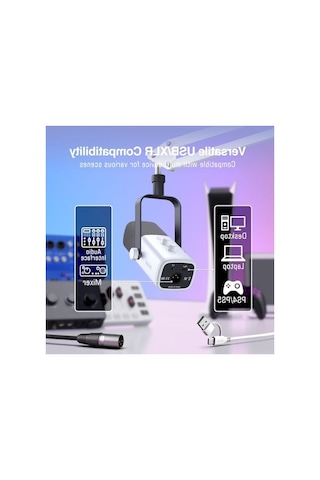 Fıfıne Oyun Xlr/usb Mikrofon Seti, Pc/ps5 İçin Akış Dinamik Mikrofon Seti, Vokal Podcast Kayıt Seslendirmesi İçin Bilgisayar Mikrofonu, Kulaklık Jakı, Kazanç Düğmesi, Kol Standı-ampligame Am8t Beyaz Akış Dinamik Mikrofon Seti Pc/ps5 İçin Kol Standı