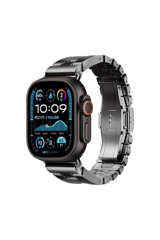 Apple Uyumlu Watch Ultra 49mm Zore Krd-125 Metal Kordon Strap Kayış-siyah