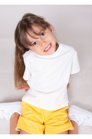 %100 Organik Pamuk Unisex Çocuk Tshirt Beyaz