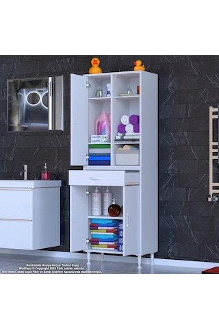 55x173 Cm Mutfak Dolabı Banyo Dolabı Çok Amaçlı Dolap Ard-138 Beyaz