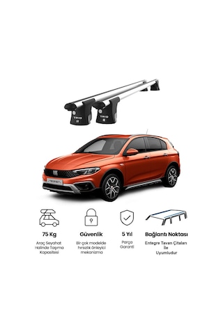 Trio-ıı Fiat Egea Cross 2015 Ve Sonrası Uyumlu Kilitli Ara Atkı 120cm Port Bagaj Tavan Barı
