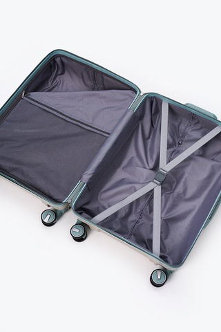 Elatae Exclusive Pro Polipropilen Kabin Boy Kırılmaz Valiz Bej - Mavi 5239